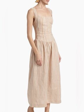 S/W/F SWF Rapture Fitted Bodice Linen Midi-Dress Size XS